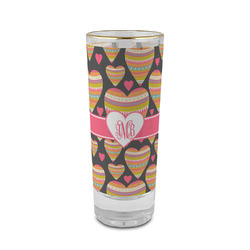 Hearts 2 oz Shot Glass -  Glass with Gold Rim - Single (Personalized)