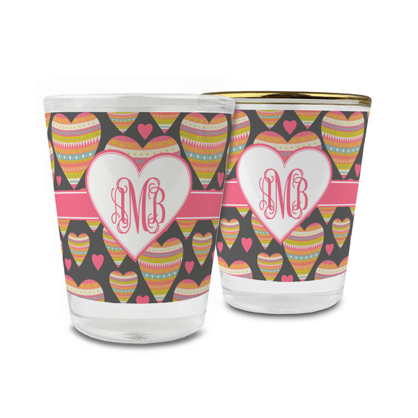 Custom Hearts Glass Shot Glass - 1.5 oz (Personalized)