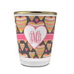 Hearts Glass Shot Glass - 1.5 oz - with Gold Rim - Set of 4 (Personalized)