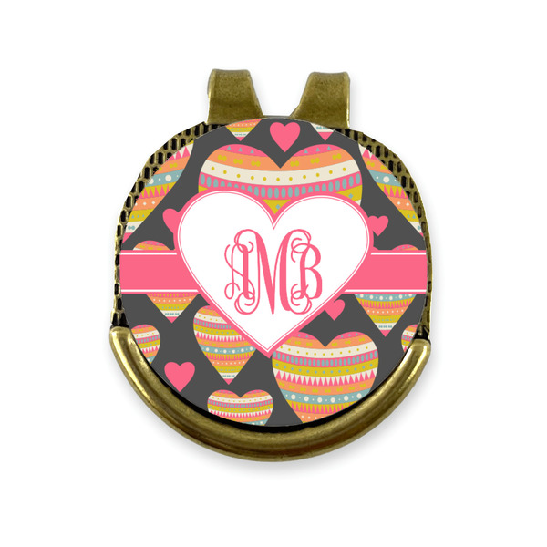 Custom Hearts Golf Ball Marker - Hat Clip - Gold