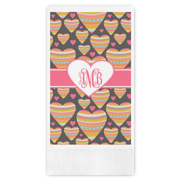 Custom Hearts Guest Napkins - Full Color - Embossed Edge (Personalized)