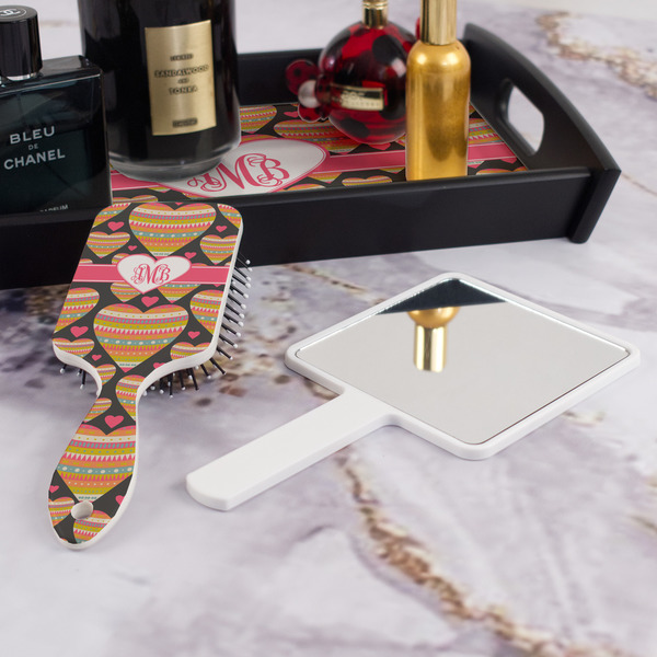 Hearts Hair Brush - With Hand Mirror