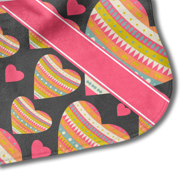 Hearts Hooded Baby Towel- Detail Corner