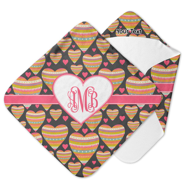 Custom Hearts Hooded Baby Towel (Personalized)