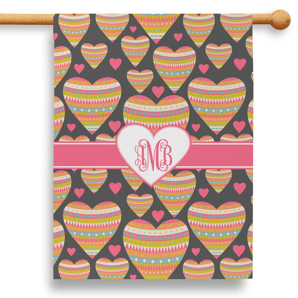 Custom Hearts 28" House Flag - Double Sided (Personalized)
