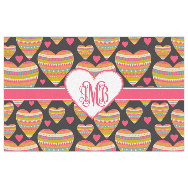 Hearts Indoor / Outdoor Rug - 5'x8' - Front Flat