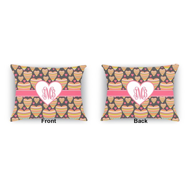Hearts  Indoor Rectangular Burlap Pillow (Front and Back)