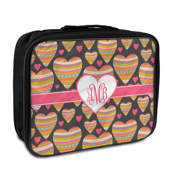 Custom Hearts Insulated Lunch Bag w/ Monogram