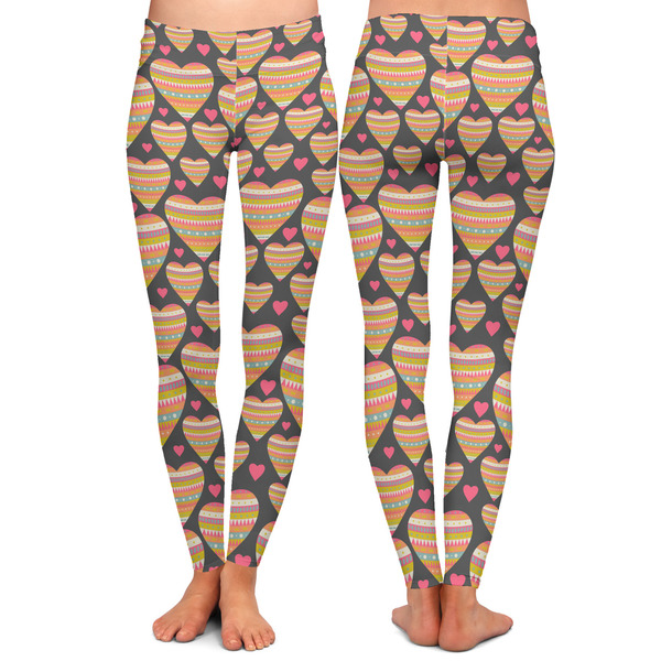 Hearts Ladies Leggings - Front and Back