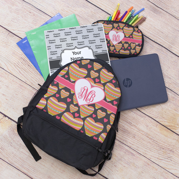 Hearts Large Backpack - Black - With Stuff