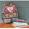 Hearts Large Backpack - Gray - On Desk