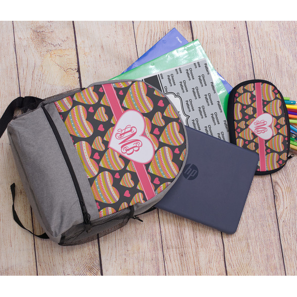 Hearts Large Backpack - Gray - With Stuff