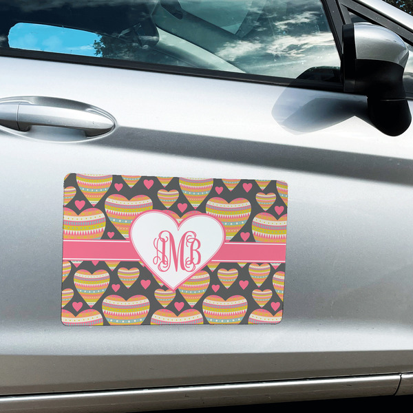 Hearts Large Rectangle Car Magnets- In Context