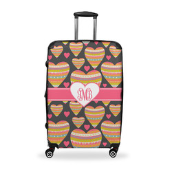 Hearts Suitcase - 28" Large - Checked w/ Monogram