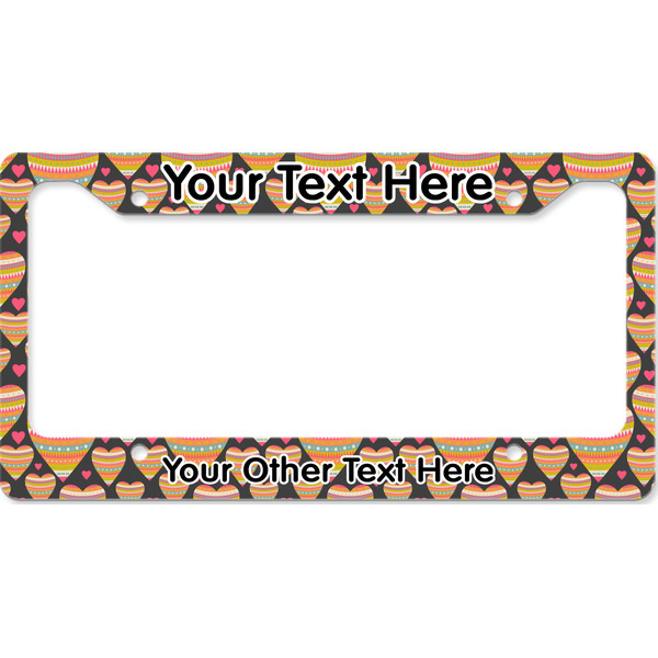 Custom Hearts License Plate Frame - Style B (Personalized)