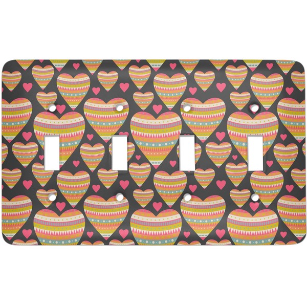 Custom Hearts Light Switch Cover (4 Toggle Plate)