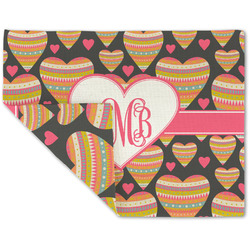 Hearts Double-Sided Linen Placemat - Single w/ Monogram