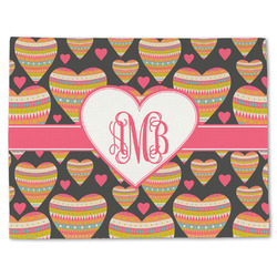 Hearts Single-Sided Linen Placemat - Single w/ Monogram