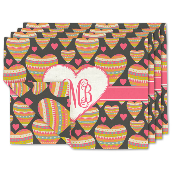 Custom Hearts Linen Placemat w/ Monogram