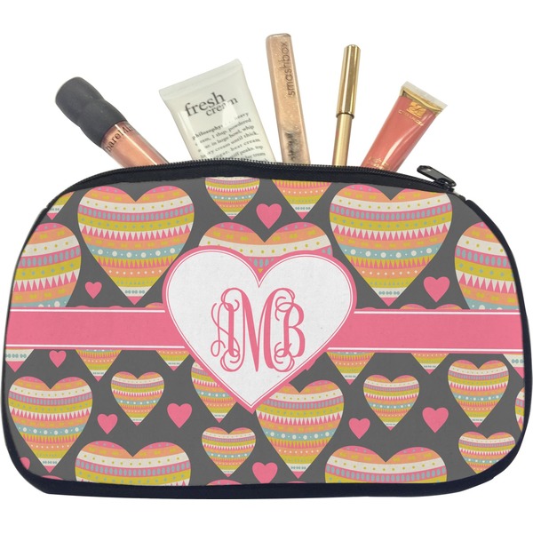 Custom Hearts Makeup / Cosmetic Bag - Medium (Personalized)