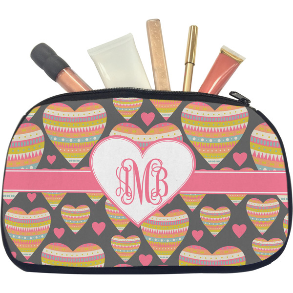 Custom Hearts Makeup / Cosmetic Bag - Medium (Personalized)