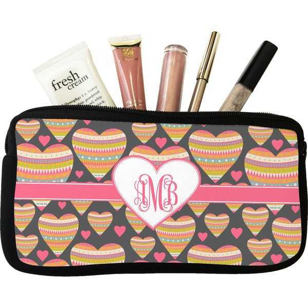Custom Hearts Makeup / Cosmetic Bag - Small (Personalized)