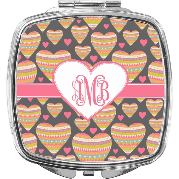 Custom Hearts Compact Makeup Mirror (Personalized)