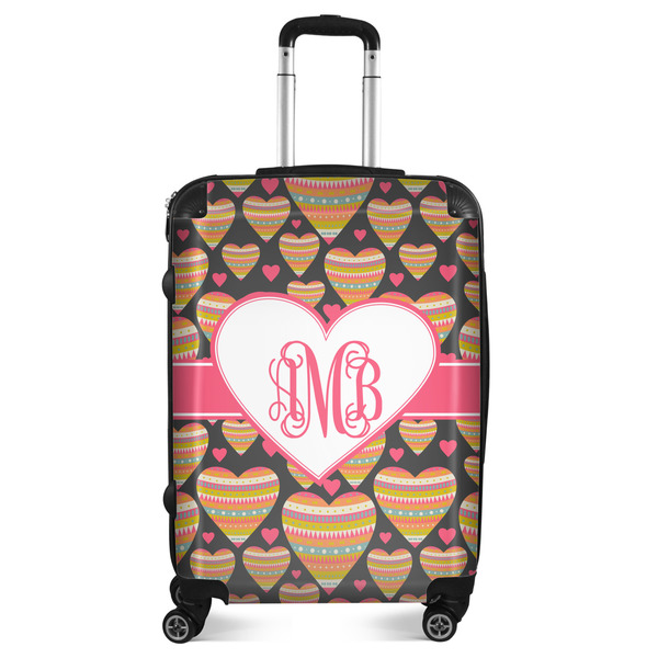 Custom Hearts Suitcase - 24" Medium - Checked (Personalized)