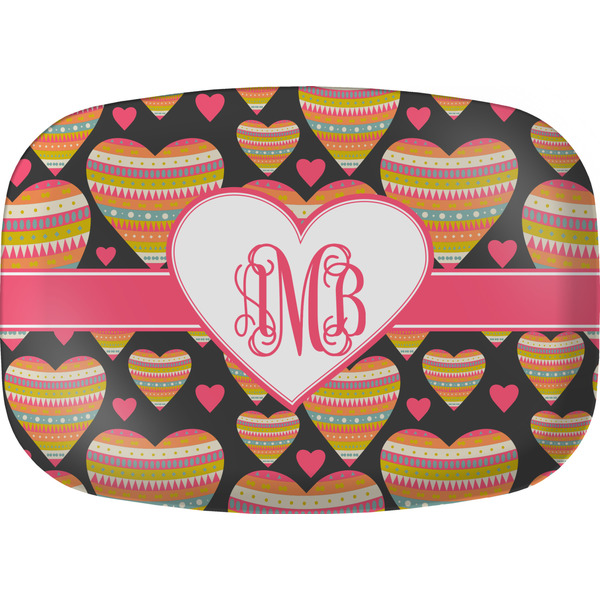 Custom Hearts Melamine Platter w/ Monogram