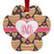 Hearts Metal Paw Ornament - Double Sided w/ Monogram