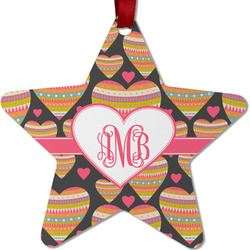 Hearts Metal Star Ornament - Double Sided w/ Monogram
