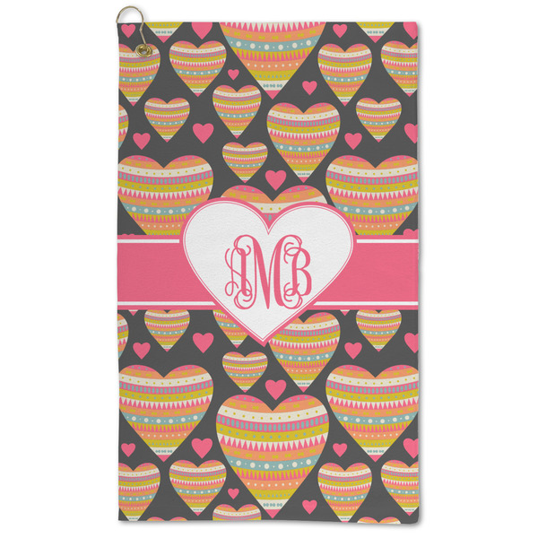 Custom Hearts Microfiber Golf Towel - Large (Personalized)