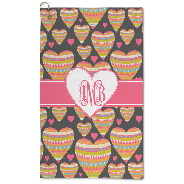 Custom Hearts Microfiber Golf Towel (Personalized)
