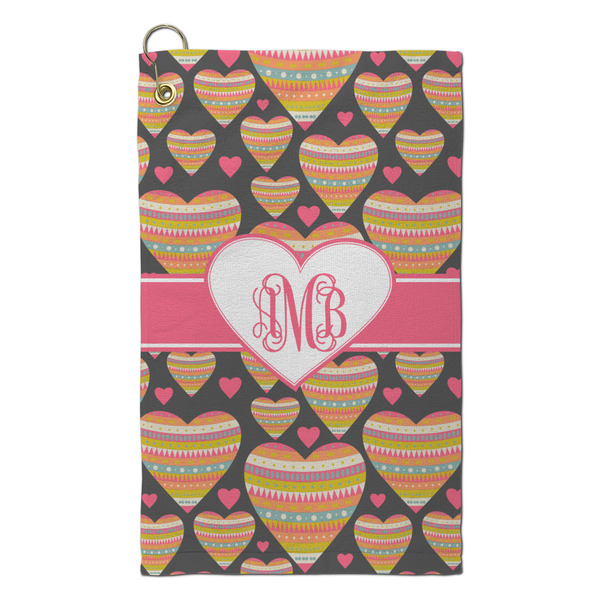 Custom Hearts Microfiber Golf Towel - Small (Personalized)