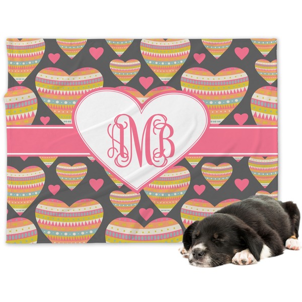 Custom Hearts Dog Blanket - Large (Personalized)