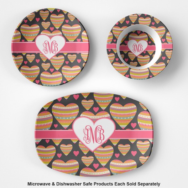 Hearts Microwave & Dishwasher Safe CP Plastic Dishware - Group