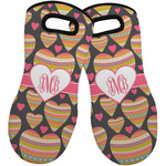 Hearts Neoprene Oven Mitts - Set of 2 w/ Monogram