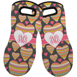 Hearts Neoprene Oven Mitts - Set of 2 w/ Monogram