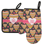 Hearts Left Oven Mitt & Pot Holder Set w/ Monogram