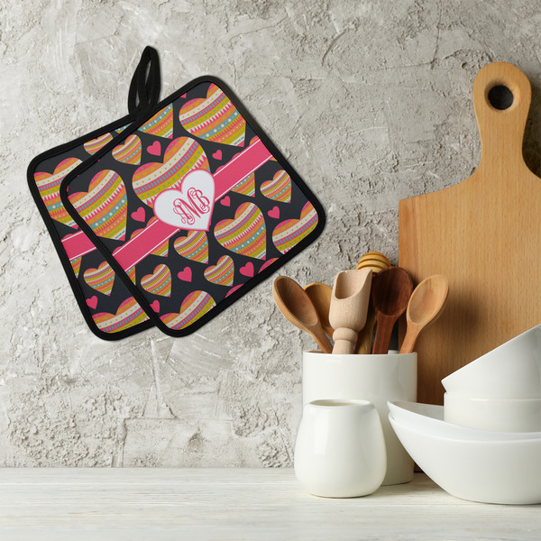 Hearts Neoprene Pot Holder - Set of 2  LIFESTYLE