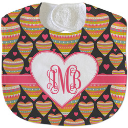 Hearts Velour Baby Bib w/ Monogram