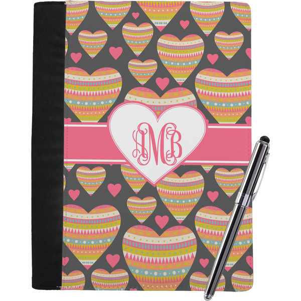 Custom Hearts Notebook Padfolio - Large w/ Monogram