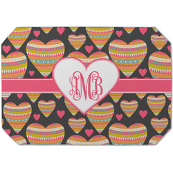 Hearts Dining Table Mat - Octagon (Single-Sided) w/ Monogram