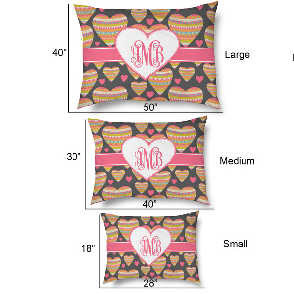 Hearts Outdoor Dog Beds - SIZE CHART