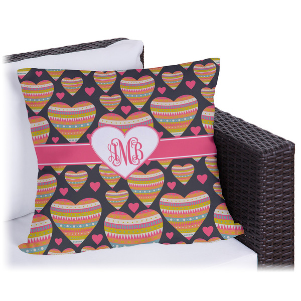 Custom Hearts Outdoor Pillow (Personalized)