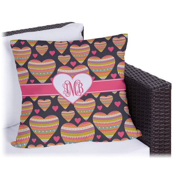 Custom Hearts Outdoor Pillow - 20" (Personalized)