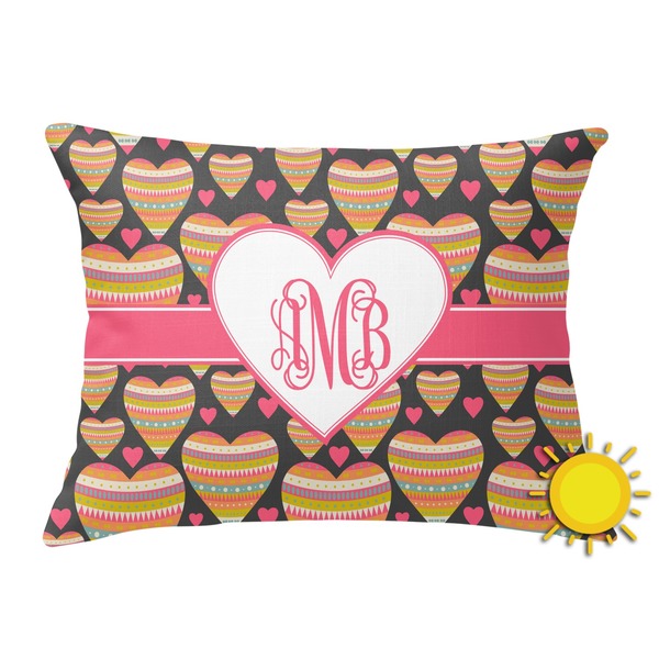 Custom Hearts Outdoor Throw Pillow (Rectangular) (Personalized)