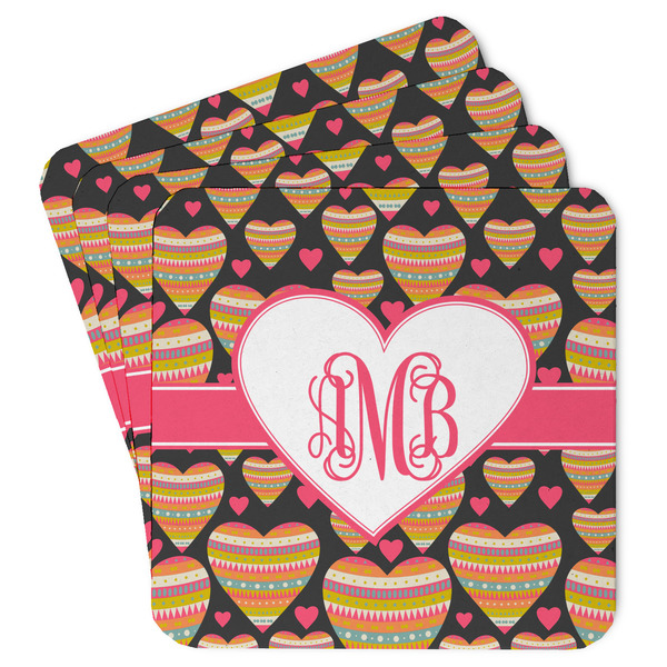 Custom Hearts Paper Coasters w/ Monograms