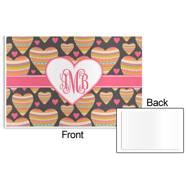Hearts Disposable Paper Placemat - Front & Back