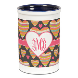 Hearts Ceramic Pencil Holders - Blue
